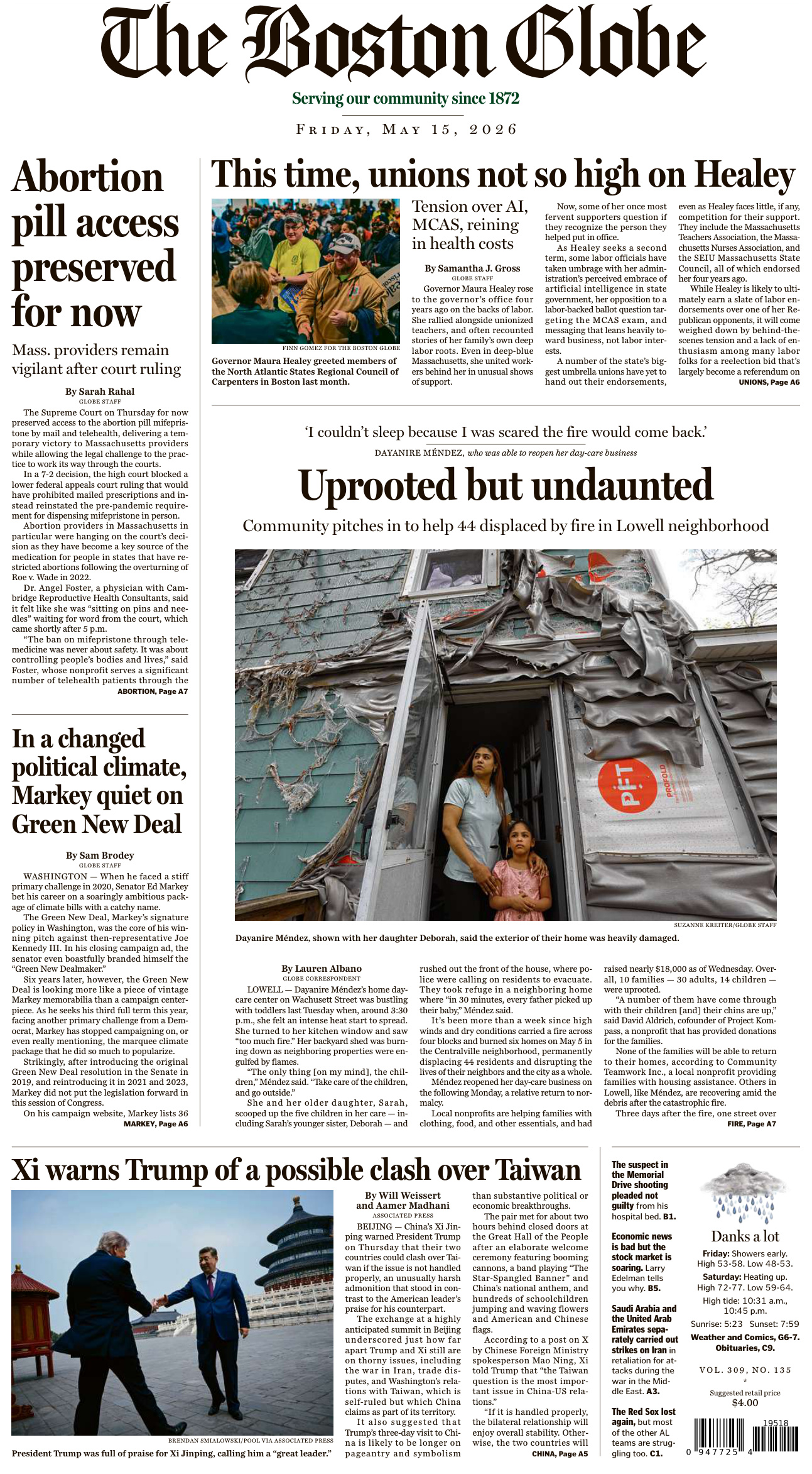 The Boston Globe May 15 2026 The Boston Globe Kitap Kapağı