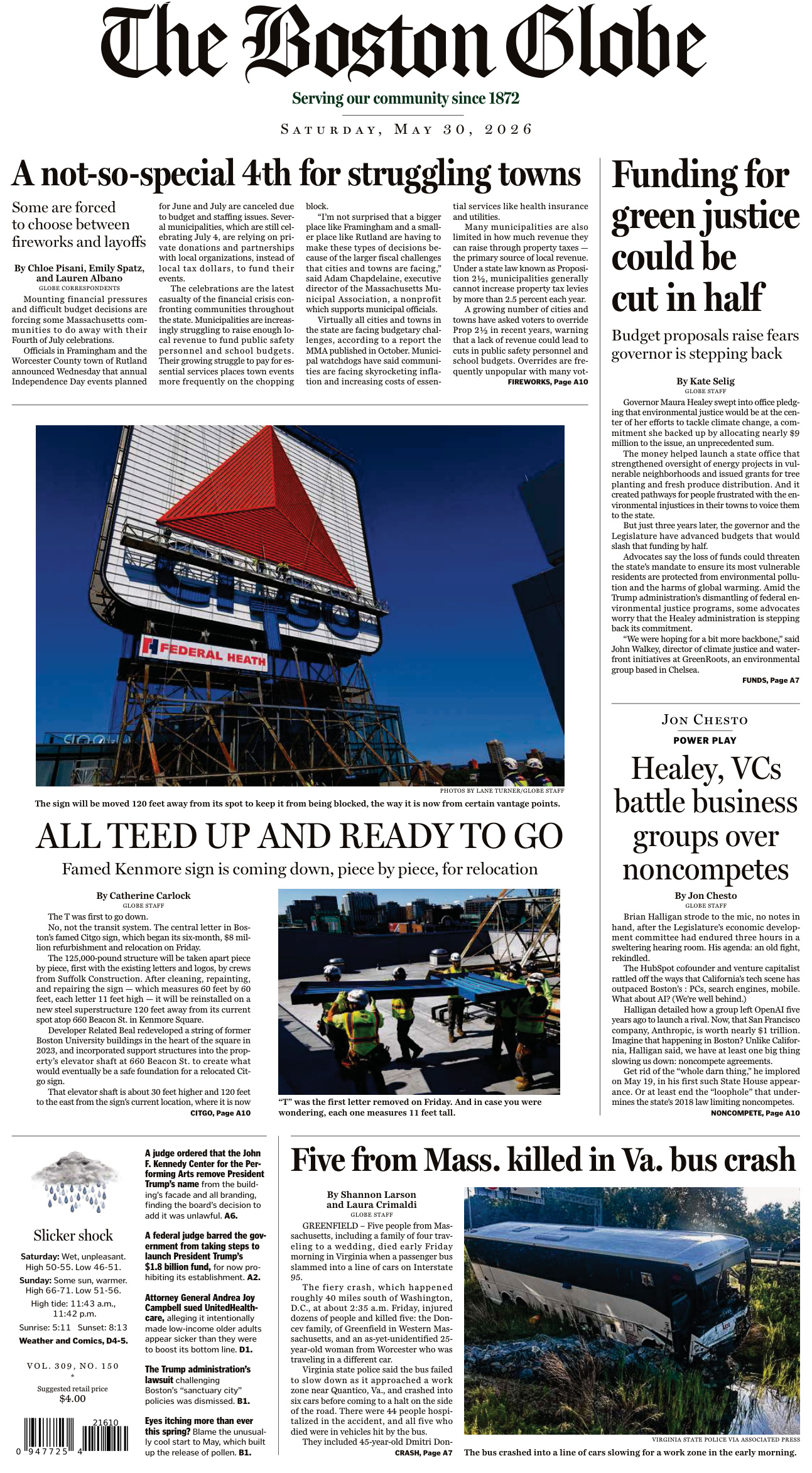 The Boston Globe May 30 2026 The Boston Globe Kitap Kapağı