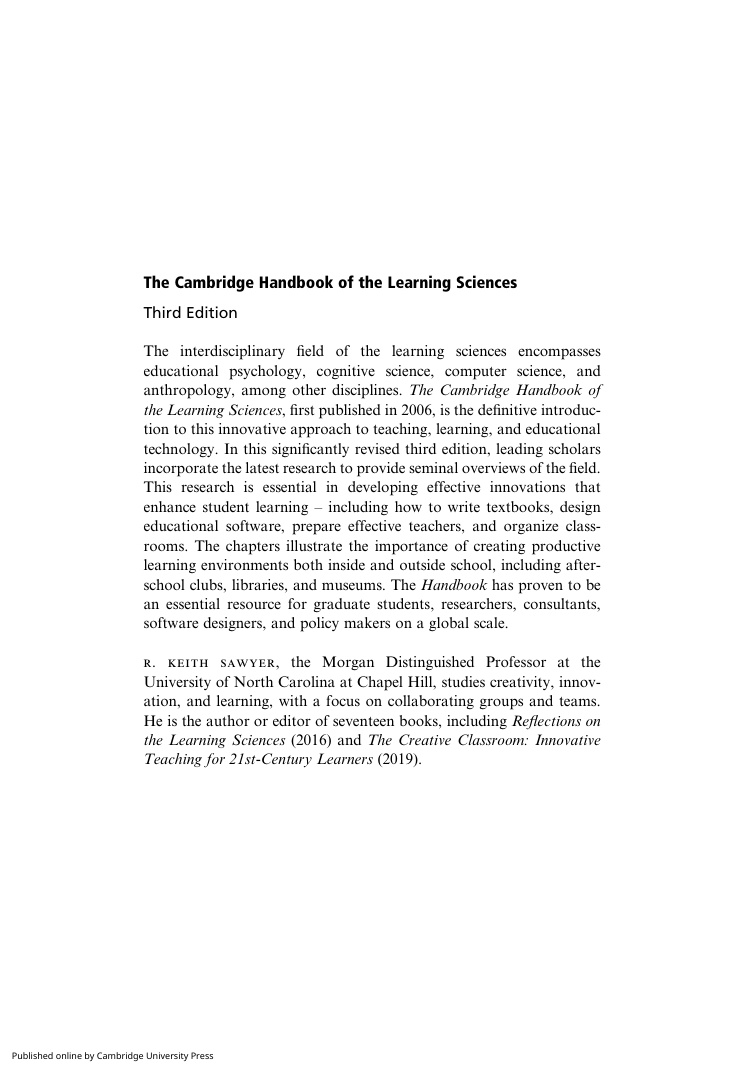 The Cambridge Handbook of the Learning Sciences 3rd ed R Keith Sawyer Kitap Kapağı