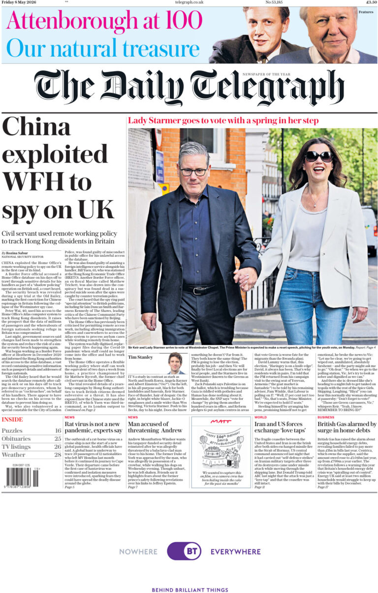 The Daily Telegraph 08 May 2026 The Daily Telegraph Kitap Kapağı