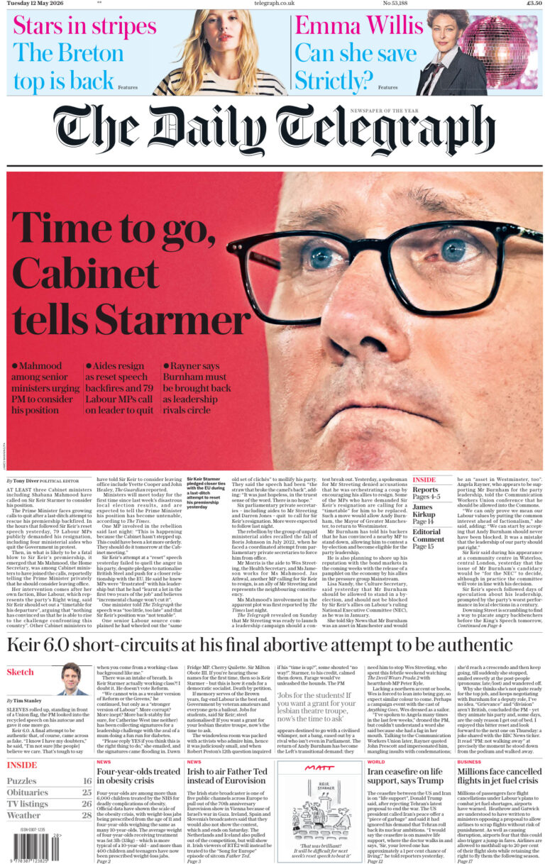 The Daily Telegraph 12 May 2026 The Daily Telegraph Kitap Kapağı