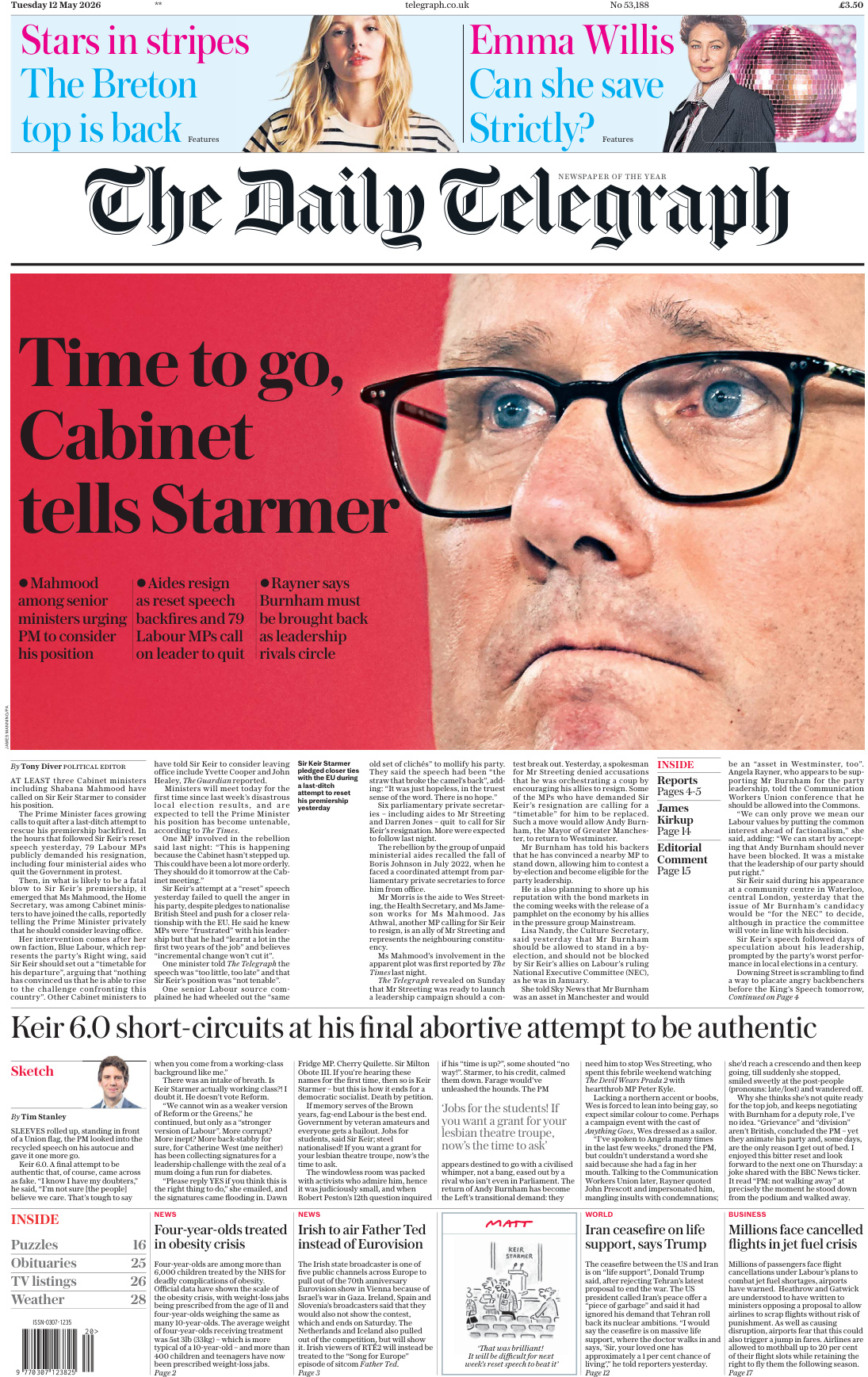 The Daily Telegraph 12 May 2026 The Daily Telegraph Kitap Kapağı