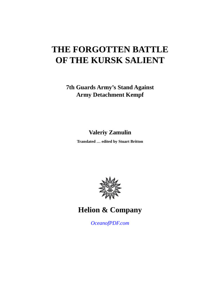 The Forgotten Battle of the Kursk Salient Valeriy Zamulin Kitap Kapağı