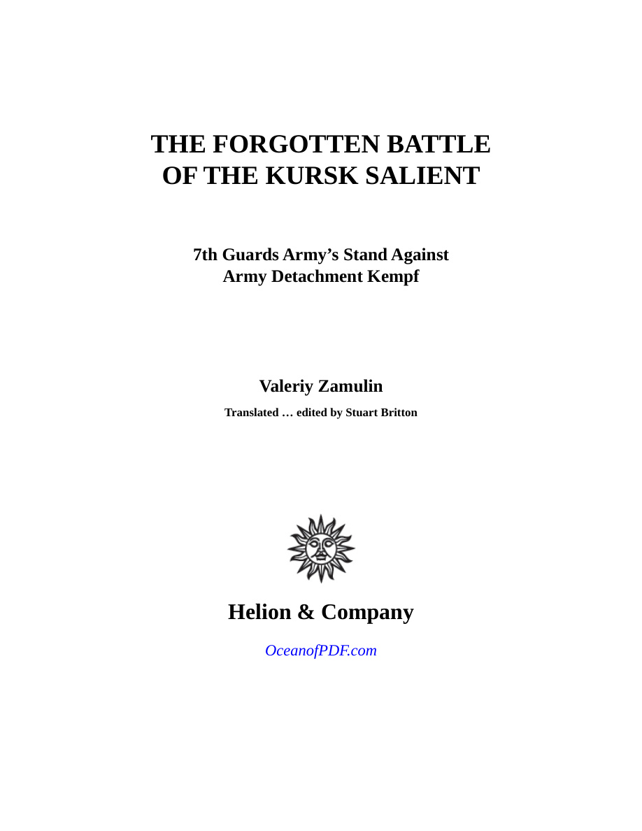 The Forgotten Battle of the Kursk Salient Valeriy Zamulin Kitap Kapağı