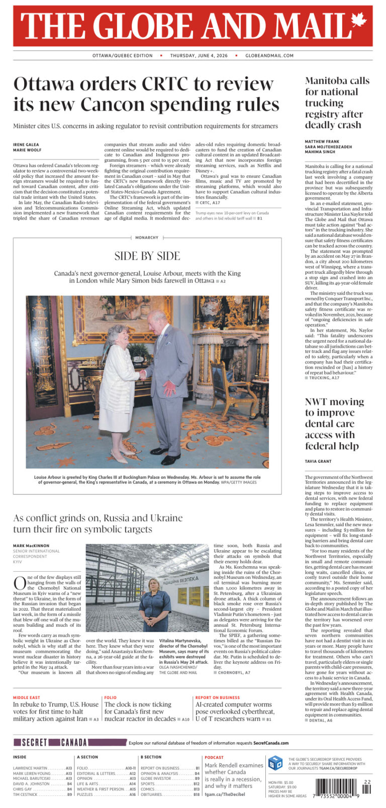 The Globe and Mail – Ottawa/Quebec Edition June 04, 2026 PDF Download – The Globe and Mail