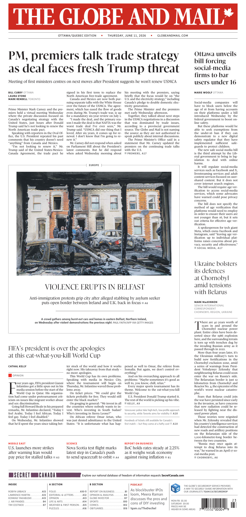 The Globe and Mail OttawaQuebec Edition June 11 2026 The Globe and Mail Kitap Kapağı