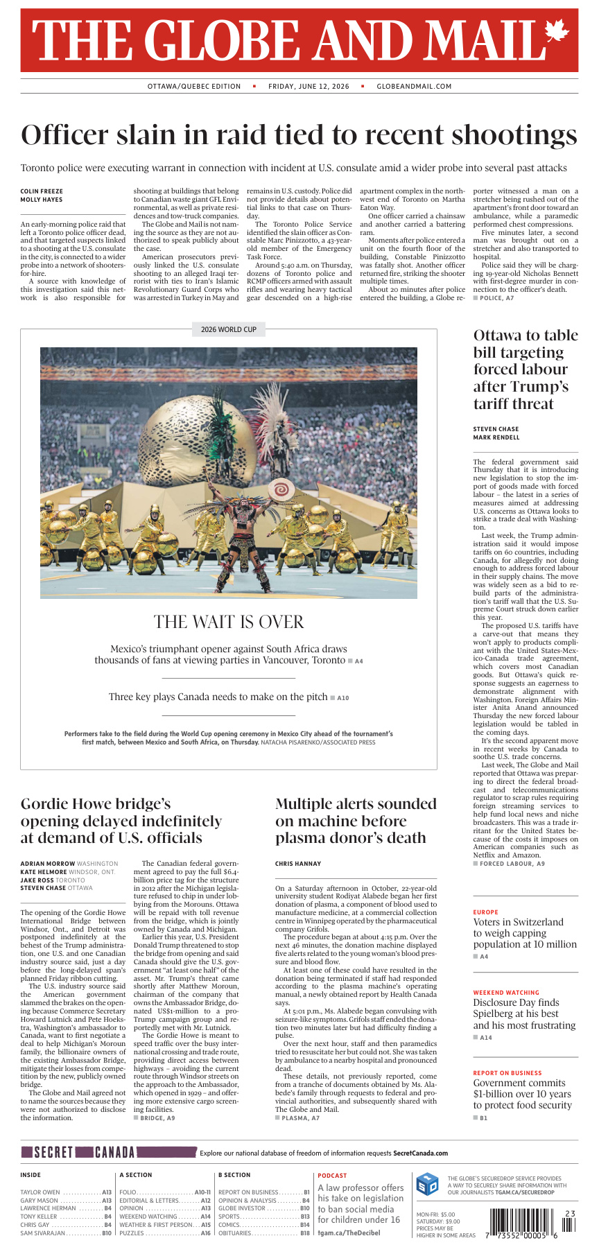 The Globe and Mail OttawaQuebec Edition June 12 2026 The Globe and Mail Kitap Kapağı