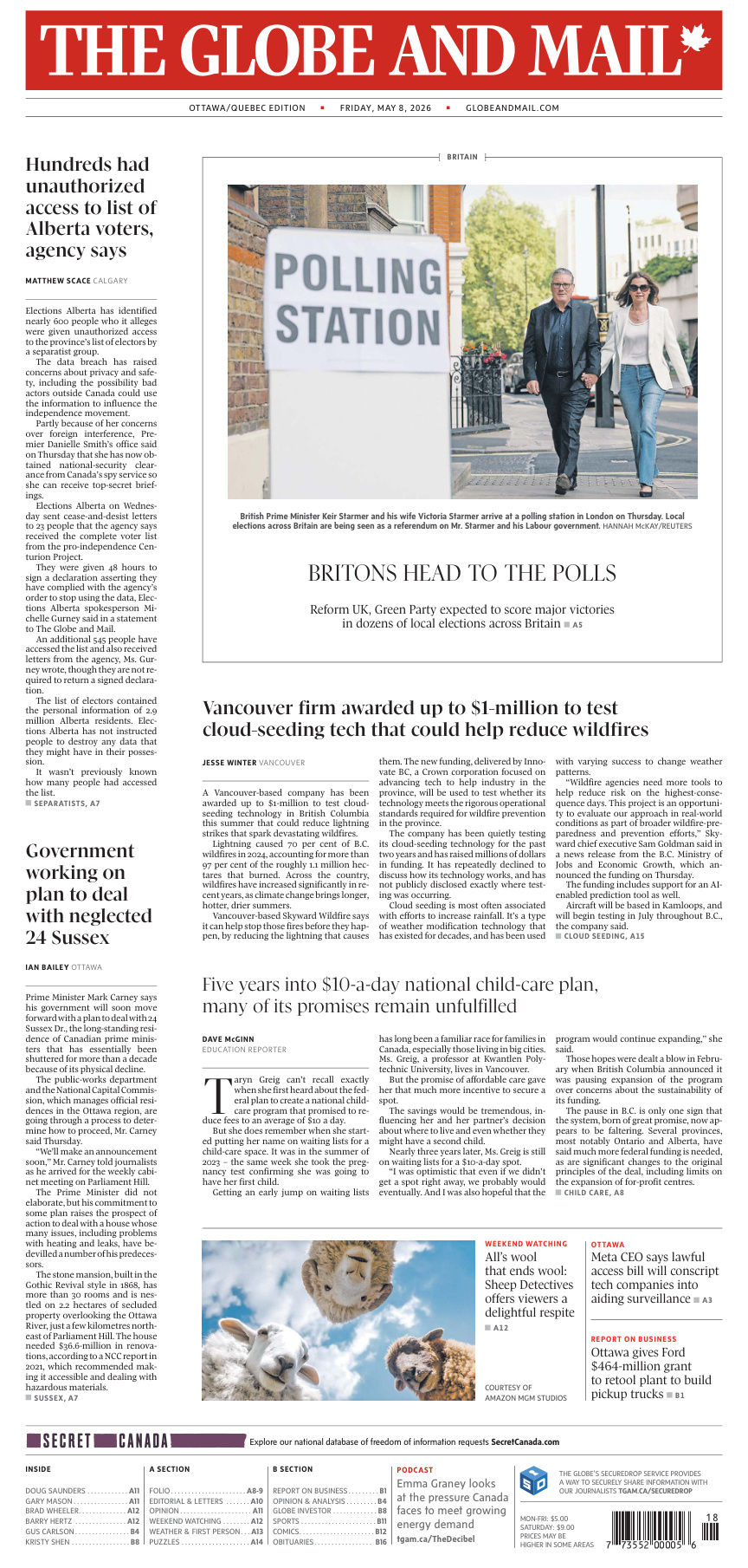 The Globe and Mail OttawaQuebec Edition May 08 2026 The Globe and Mail Kitap Kapağı