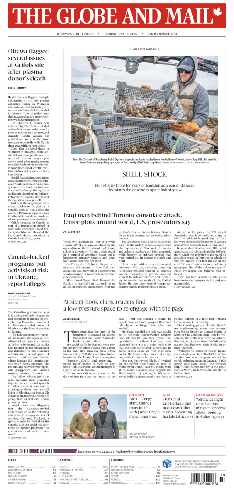 The Globe and Mail OttawaQuebec Edition May 18 2026 The Globe and Mail Kitap Kapağı