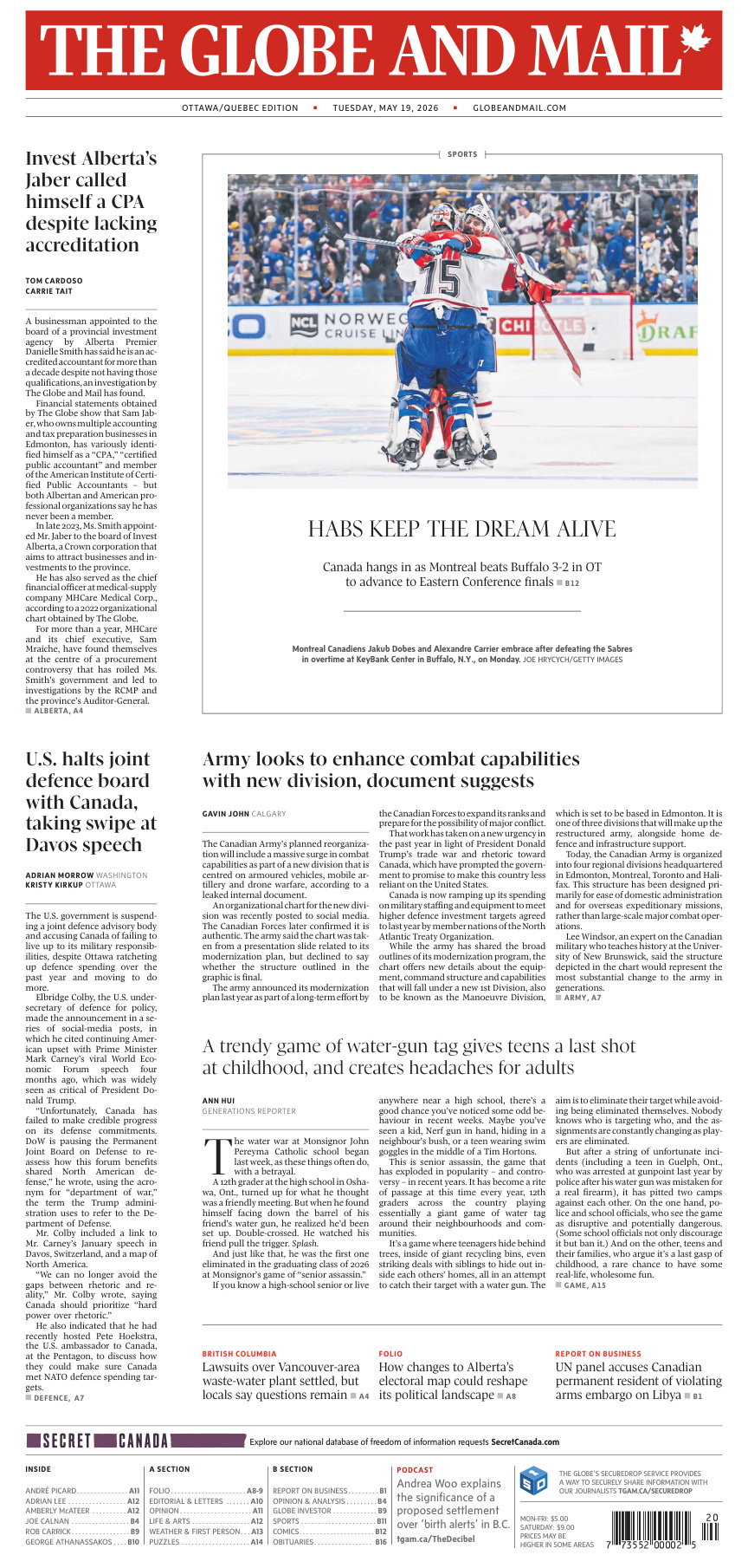The Globe and Mail OttawaQuebec Edition May 19 2026 The Globe and Mail Kitap Kapağı