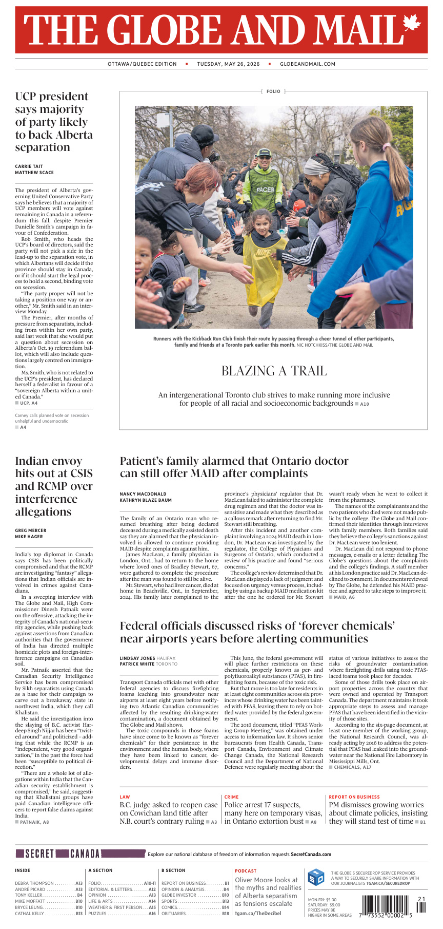 The Globe and Mail OttawaQuebec Edition May 26 2026 The Globe and Mail Kitap Kapağı