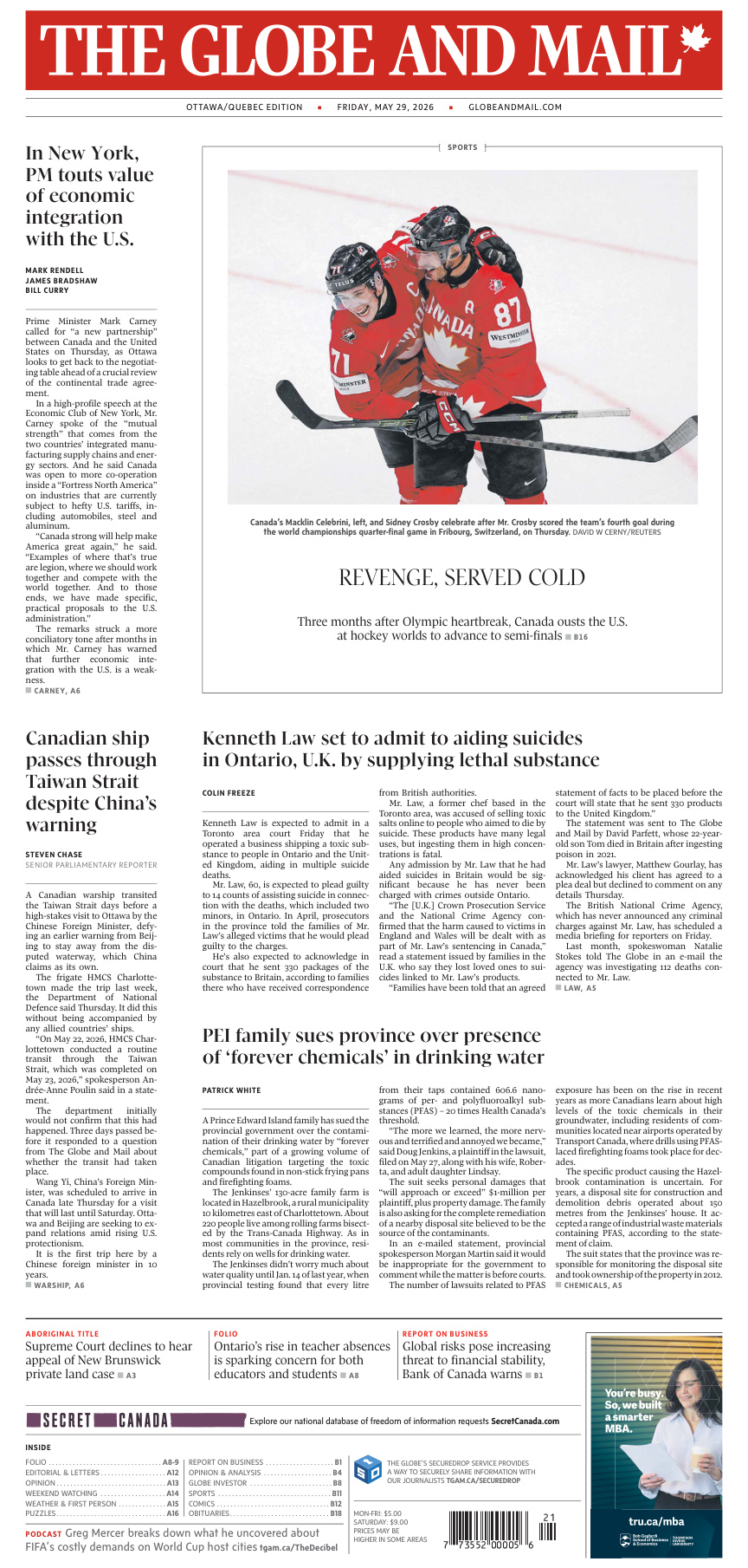 The Globe and Mail OttawaQuebec Edition May 29 2026 The Globe and Mail Kitap Kapağı