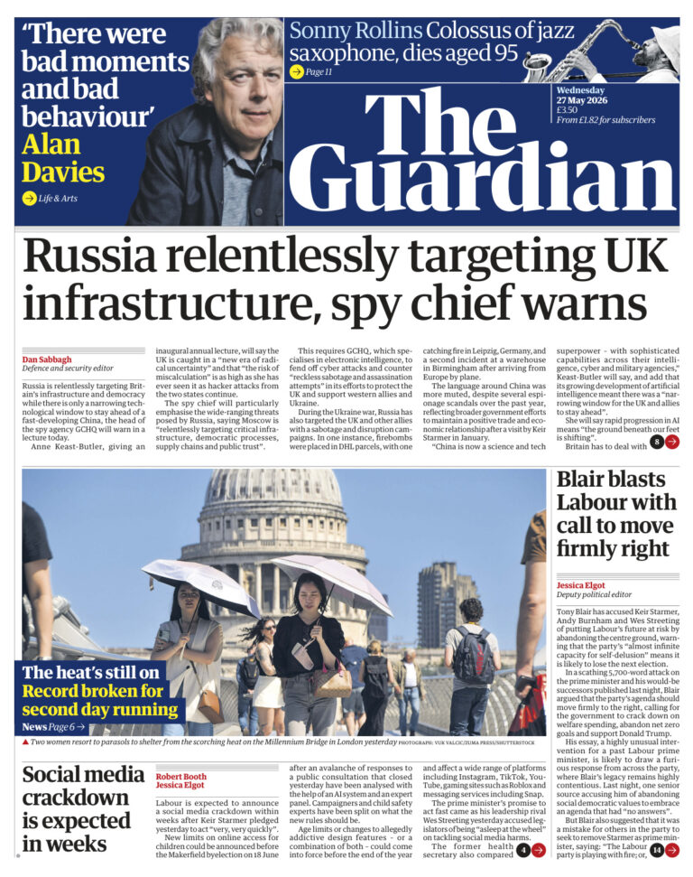 The Guardian May 27 2026 The Guardian Kitap Kapağı