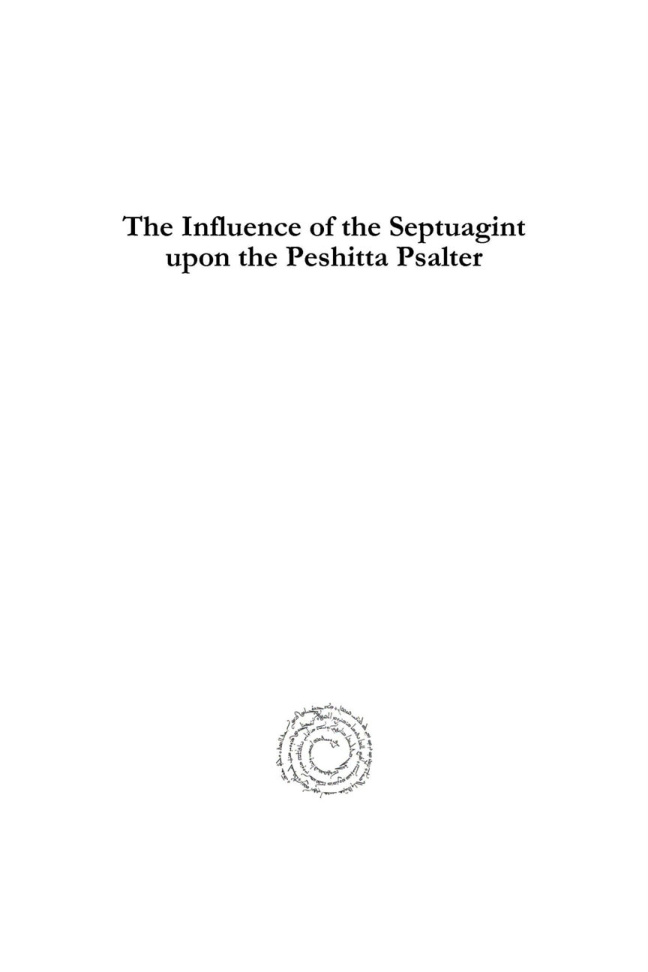 The Influence of the Septuagint upon the Peshitta Psalter German Edition J Frederic Berg Kitap Kapağı