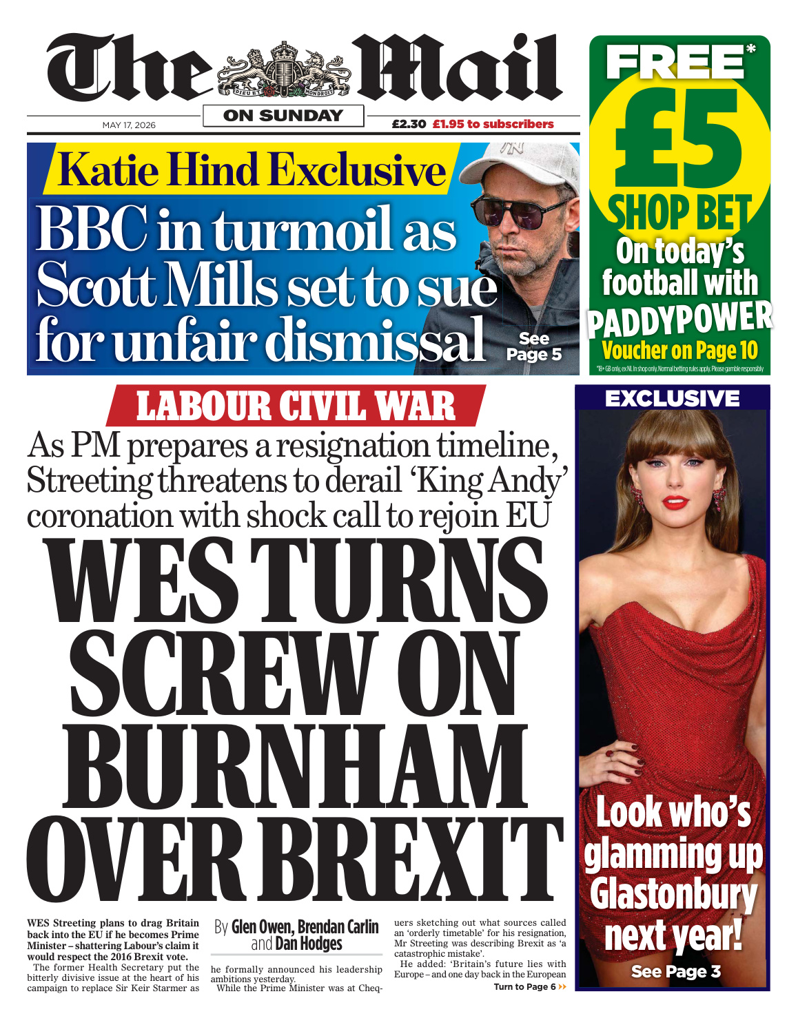 The Mail on Sunday May 17 2026 The Mail on Sunday Kitap Kapağı