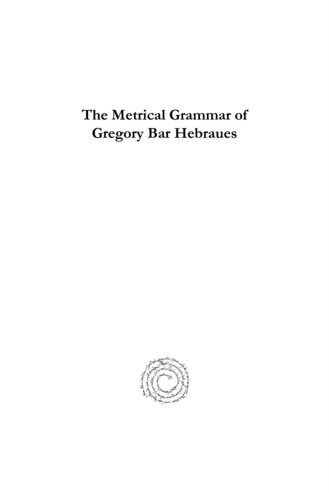 The Metrical Grammar of Gregory Bar Hebraues German Edition Ernst Bertheau Kitap Kapağı