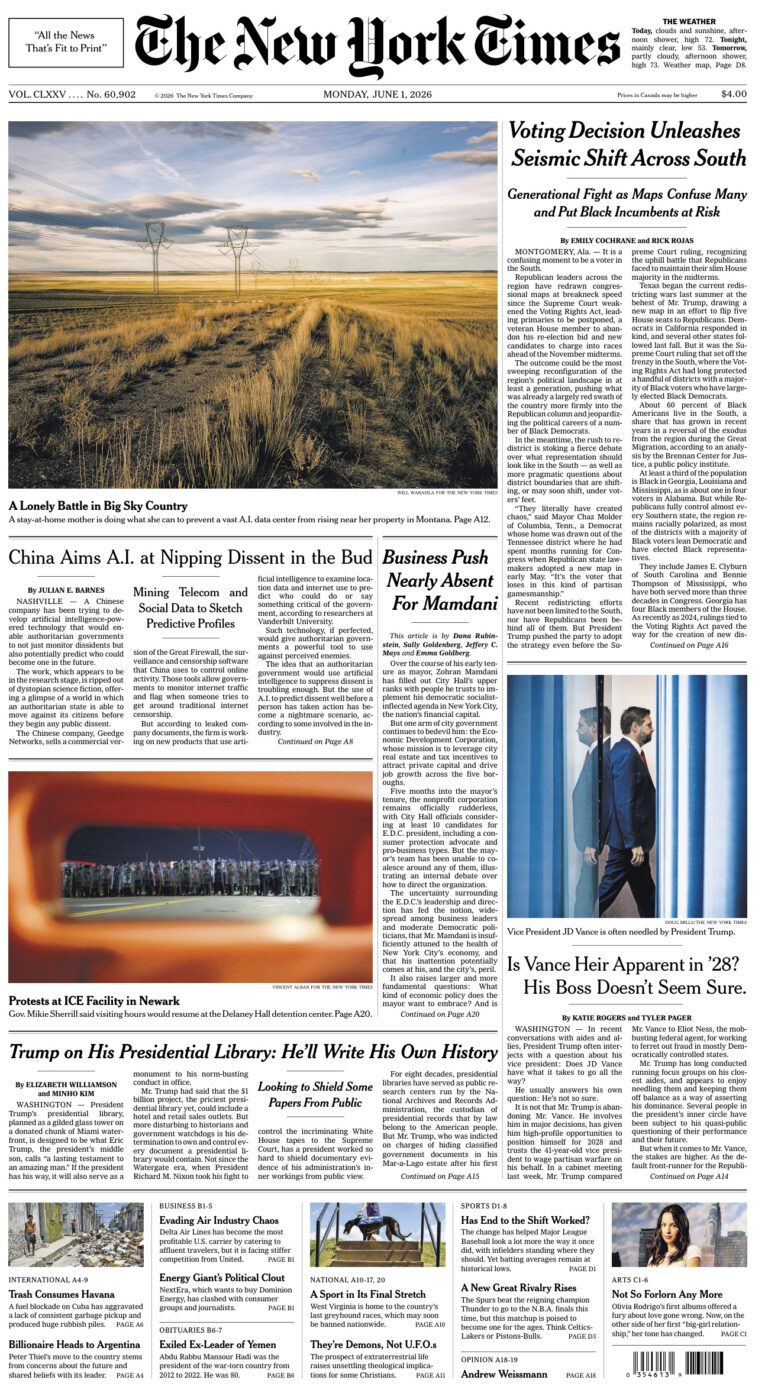 The New York Times 01 June 2026 The New York Times Kitap Kapağı