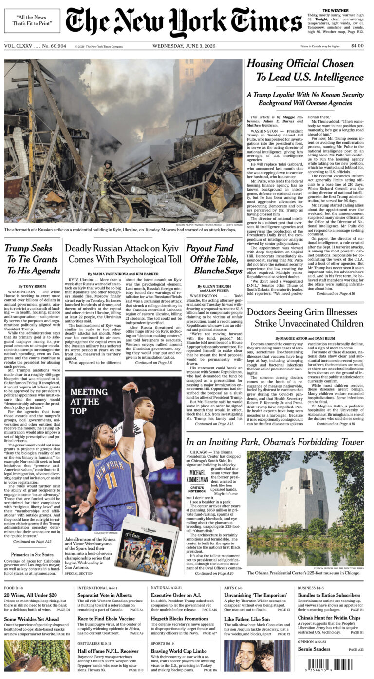 The New York Times 03 June 2026 The New York Times Kitap Kapağı