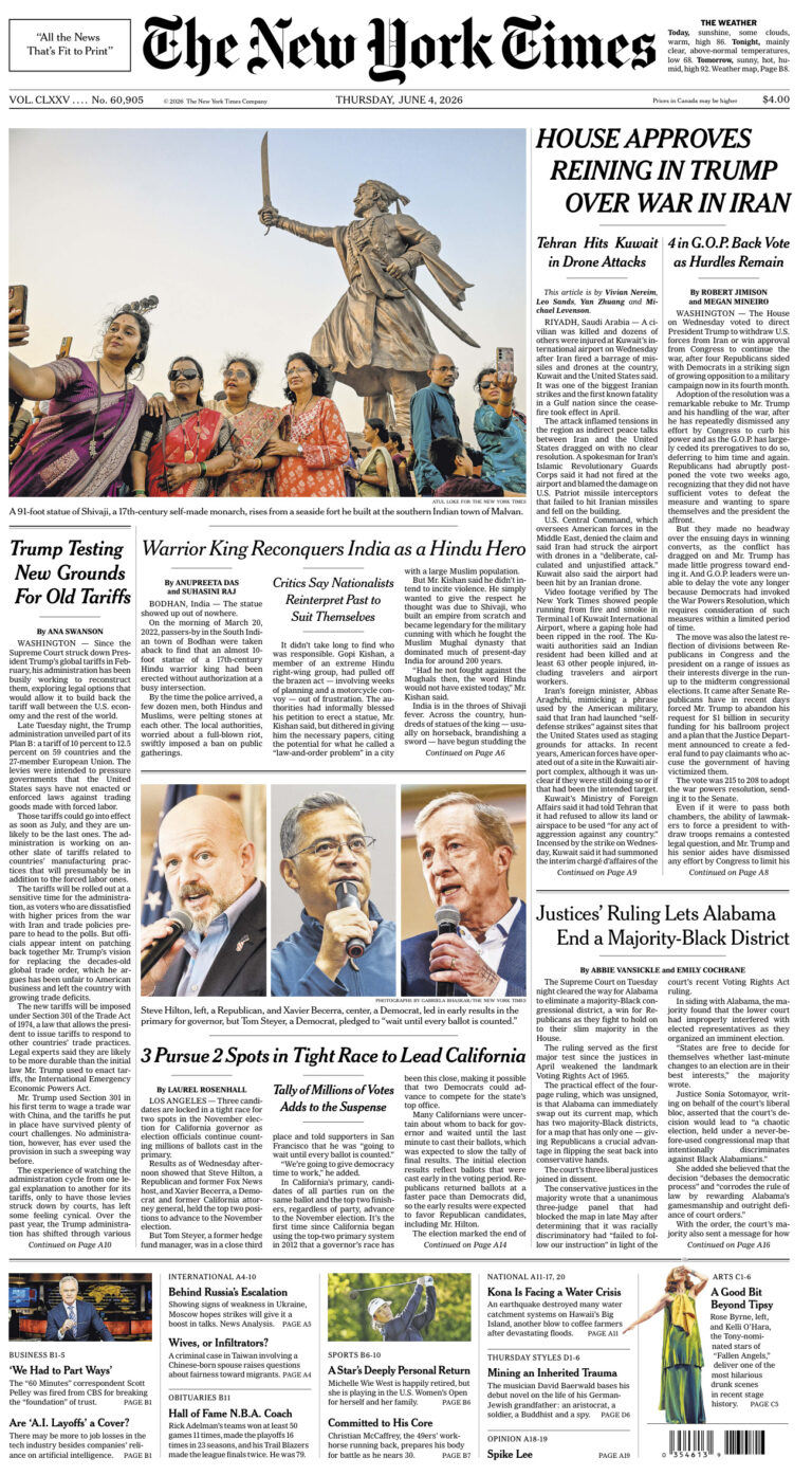 The New York Times 04 June 2026 The New York Times Kitap Kapağı