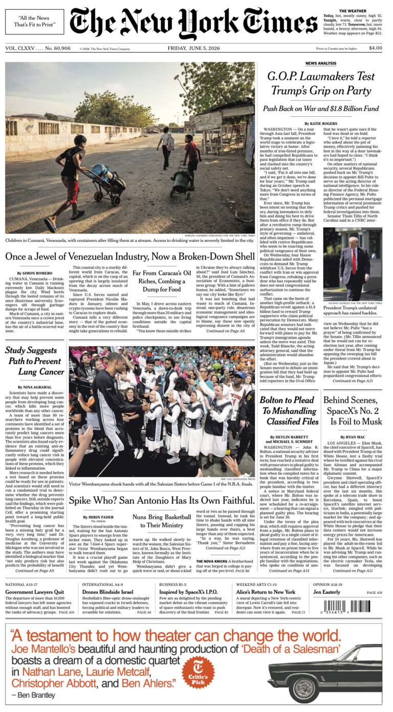 The New York Times 06 June 2026 The New York Times Kitap Kapağı