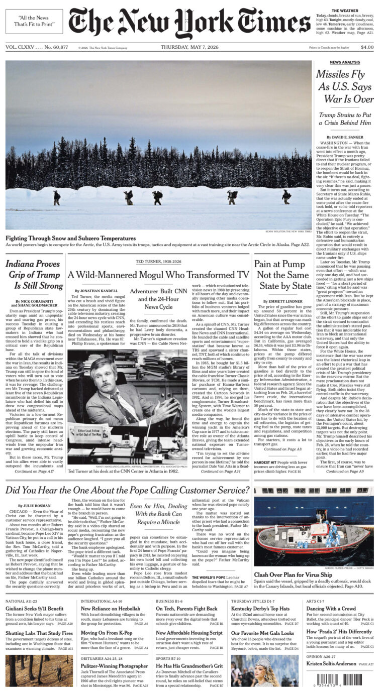 The New York Times 07 May 2026 The New York Times Kitap Kapağı