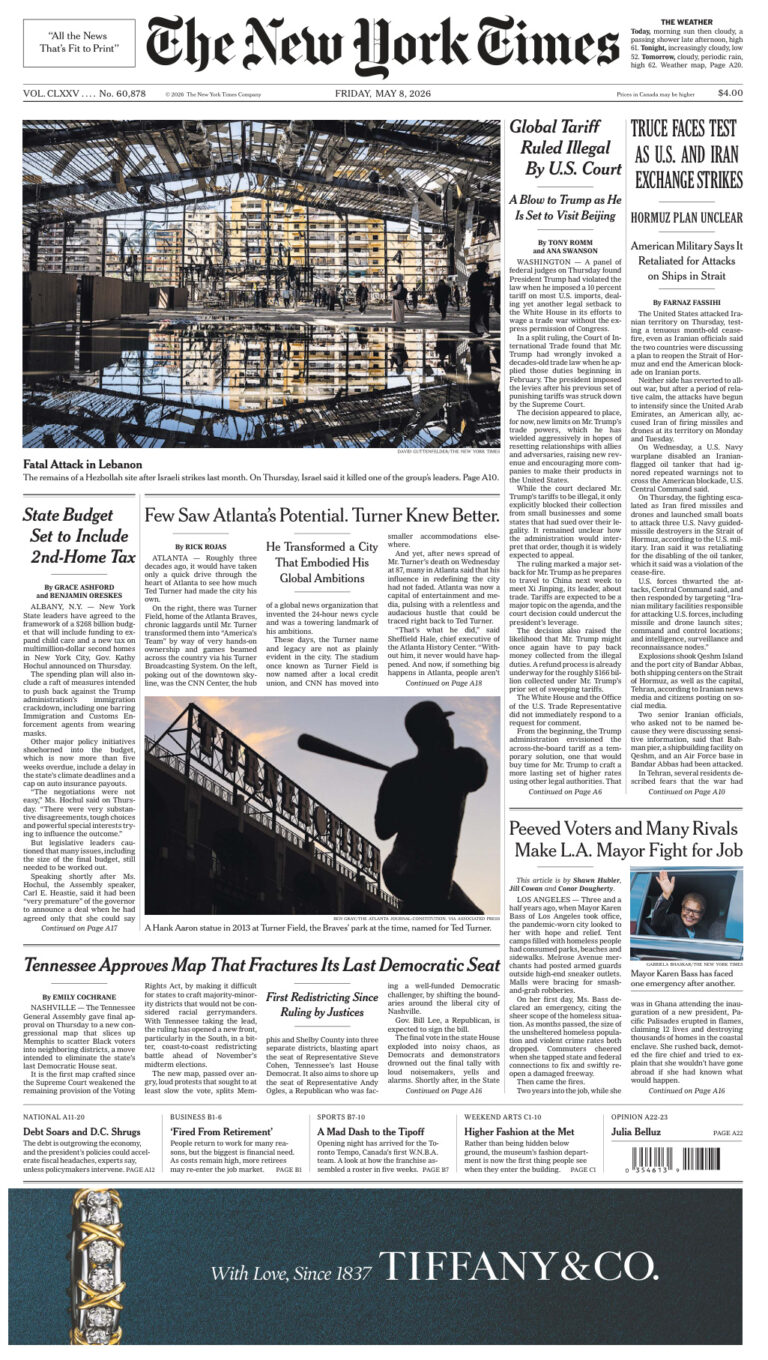 The New York Times 08 May 2026 The New York Times Kitap Kapağı