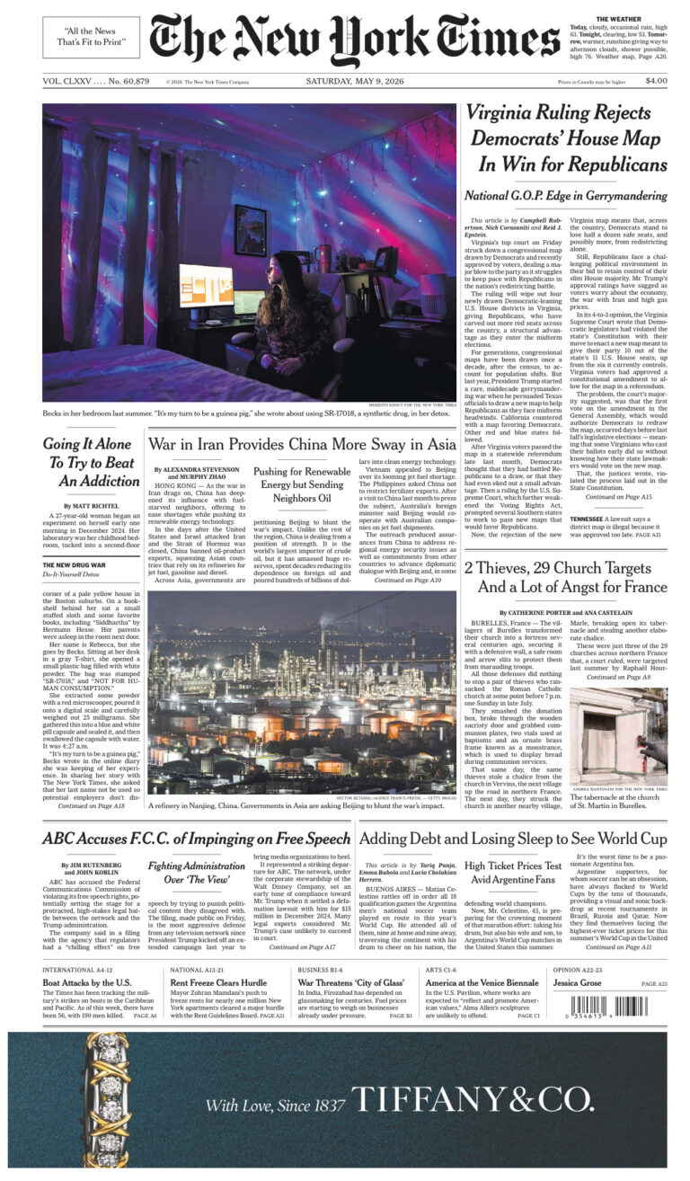 The New York Times 09 May 2026 The New York Times Kitap Kapağı
