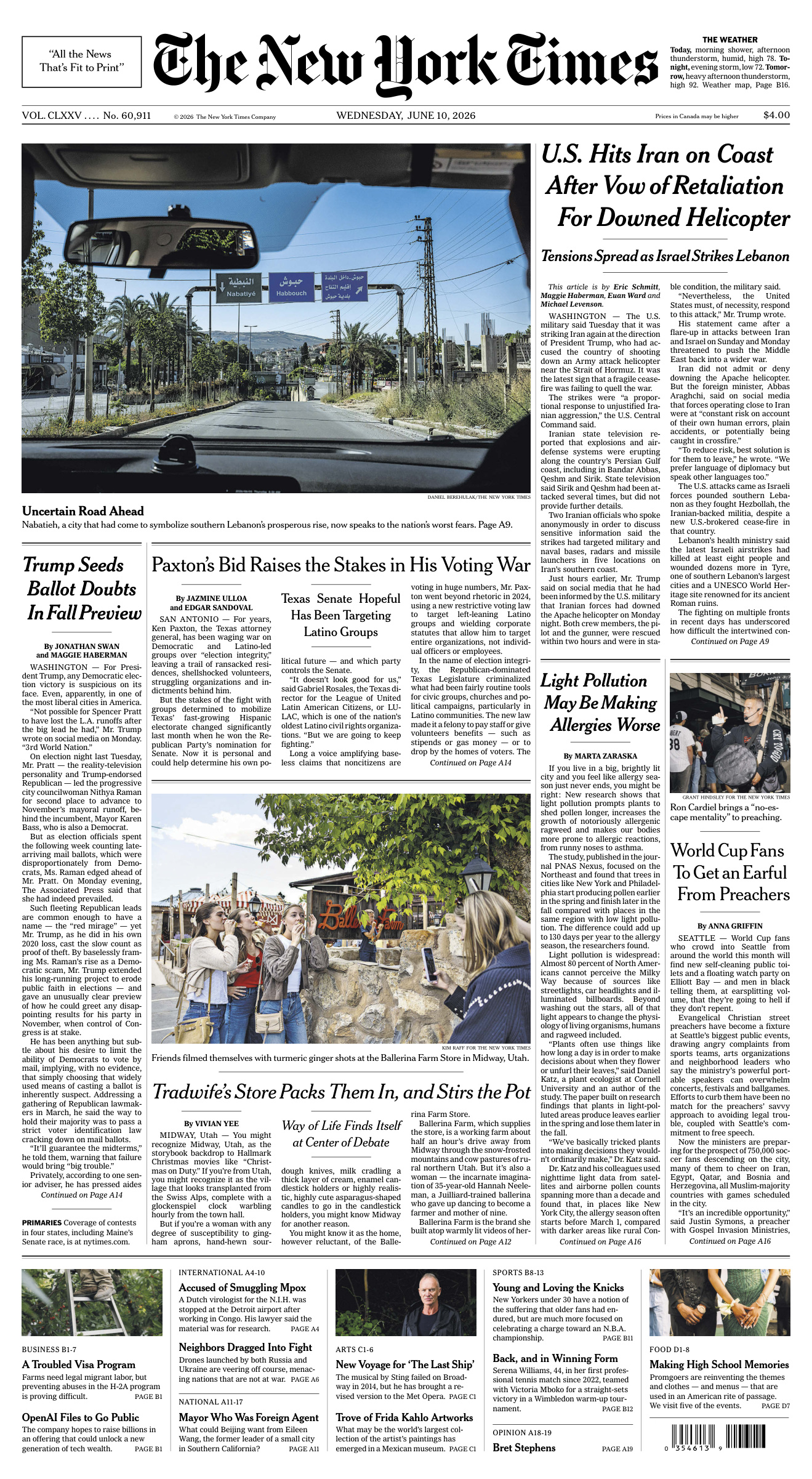 The New York Times 10 June 2026 The New York Times Kitap Kapağı