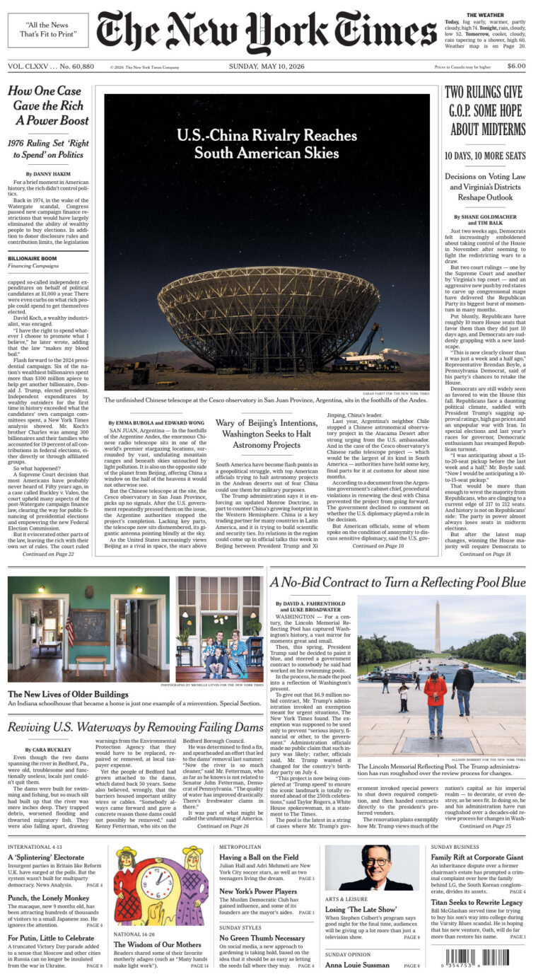 The New York Times 10 May 2026 The New York Times Kitap Kapağı