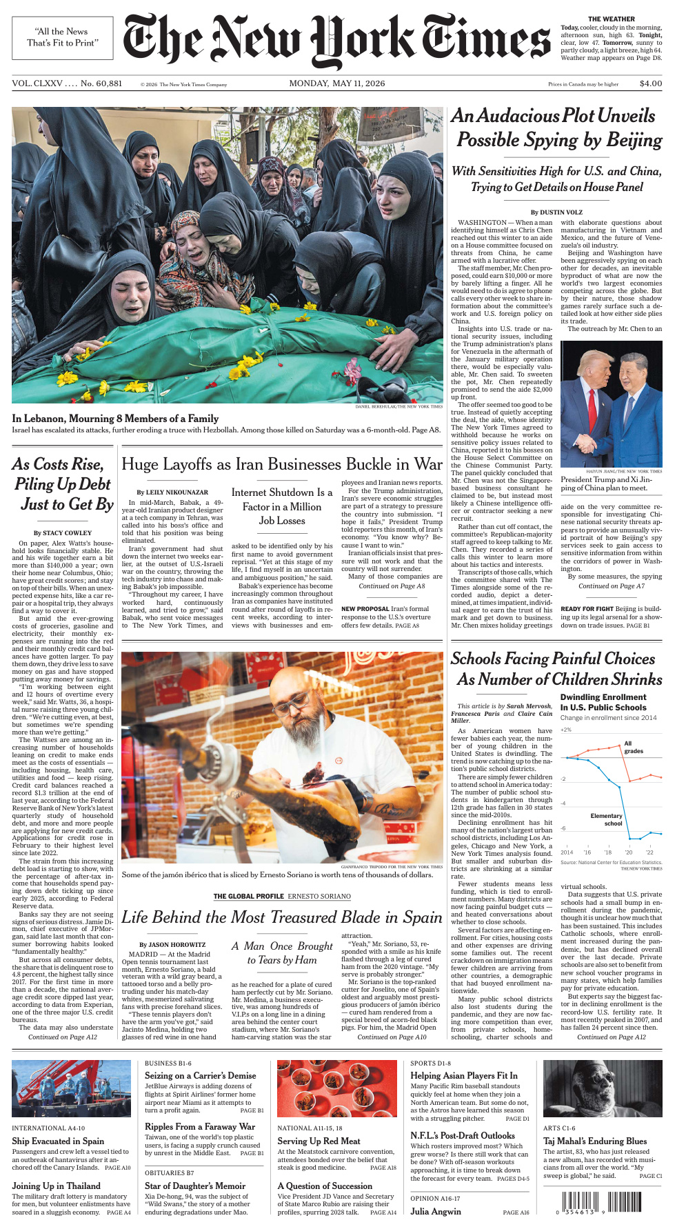 The New York Times 11 May 2026 The New York Times Kitap Kapağı