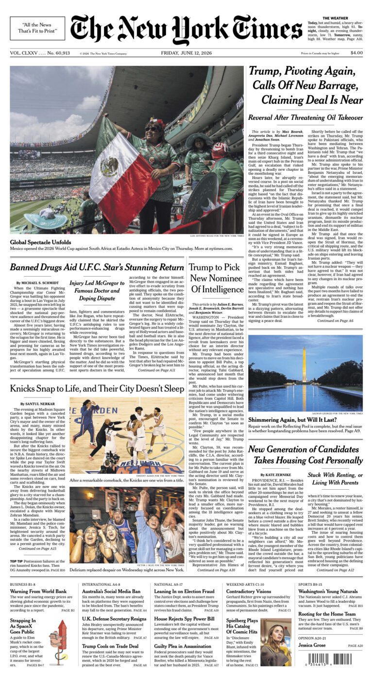 The New York Times 12 June 2026 The New York Times Kitap Kapağı