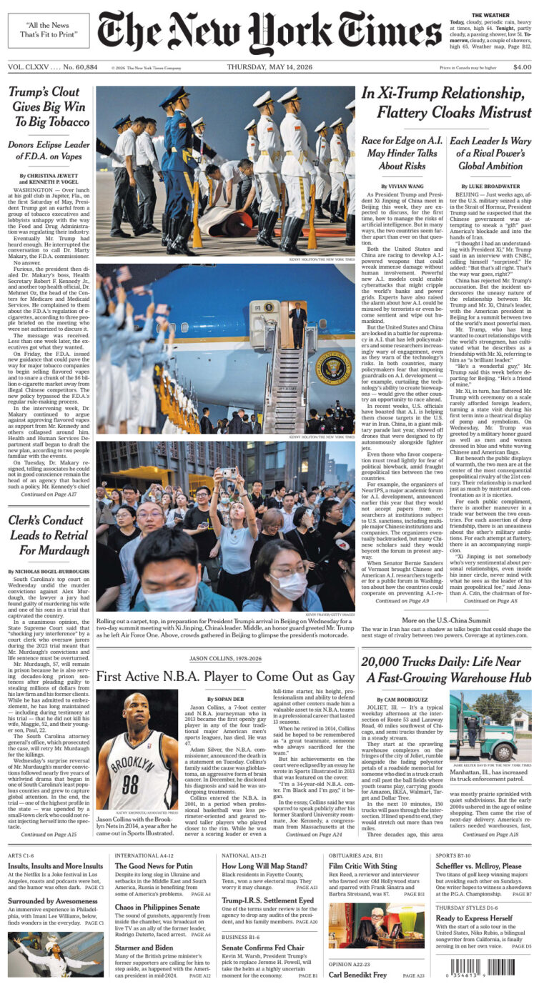 The New York Times 14 May 2026 The New York Times Kitap Kapağı