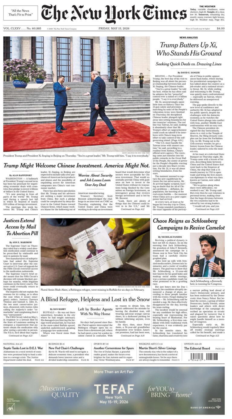 The New York Times 15 May 2026 The New York Times Kitap Kapağı