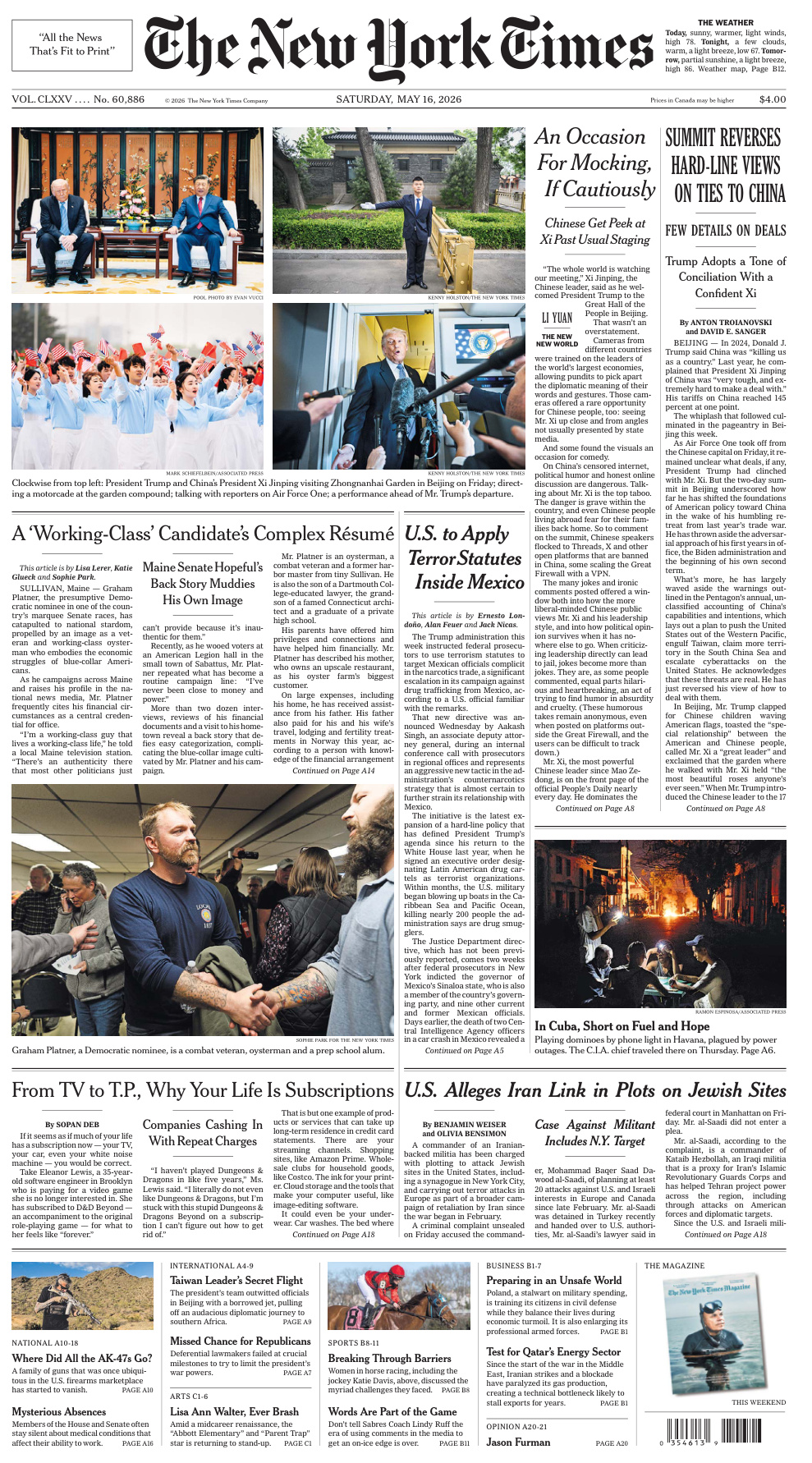 The New York Times 16 May 2026 The New York Times Kitap Kapağı