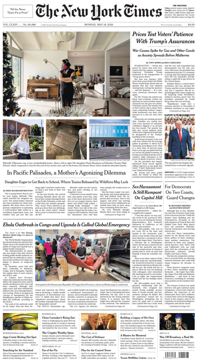 The New York Times 18 May 2026 The New York Times Kitap Kapağı