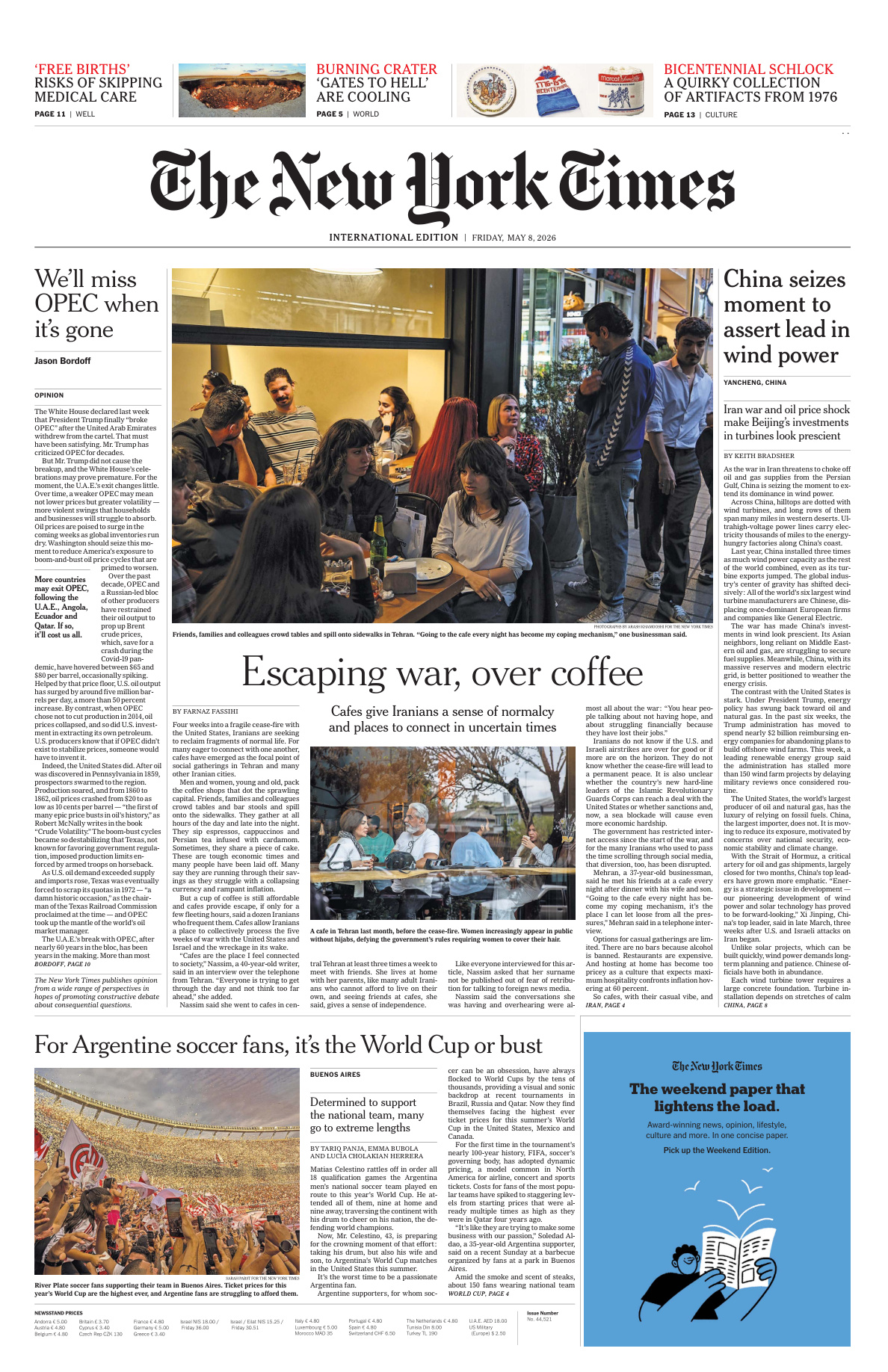 The New York Times International 08 May 2026 The New York Times International Kitap Kapağı