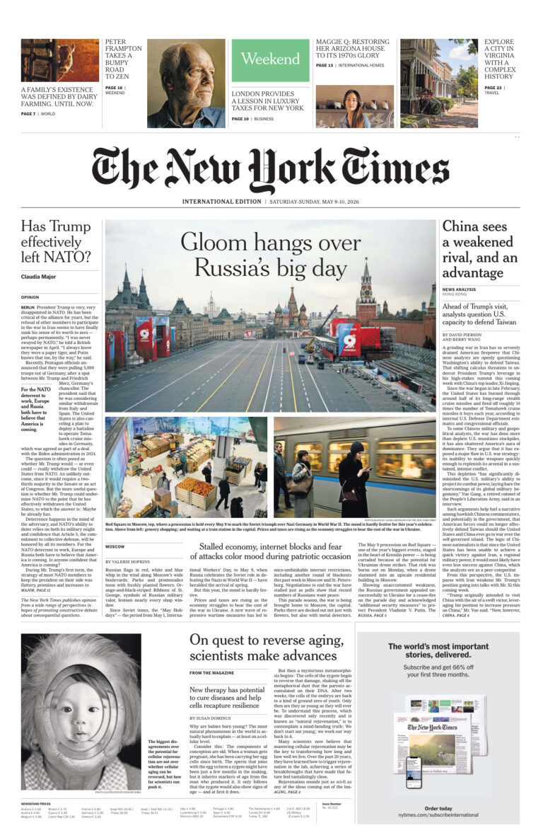 The New York Times International 0910 May 2026 The New York Times International Kitap Kapağı