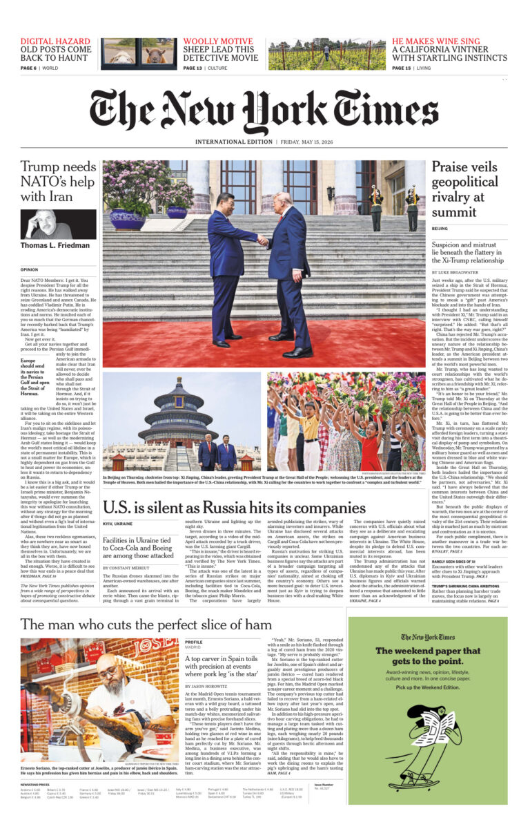 The New York Times International 15 May 2026 The New York Times International Kitap Kapağı