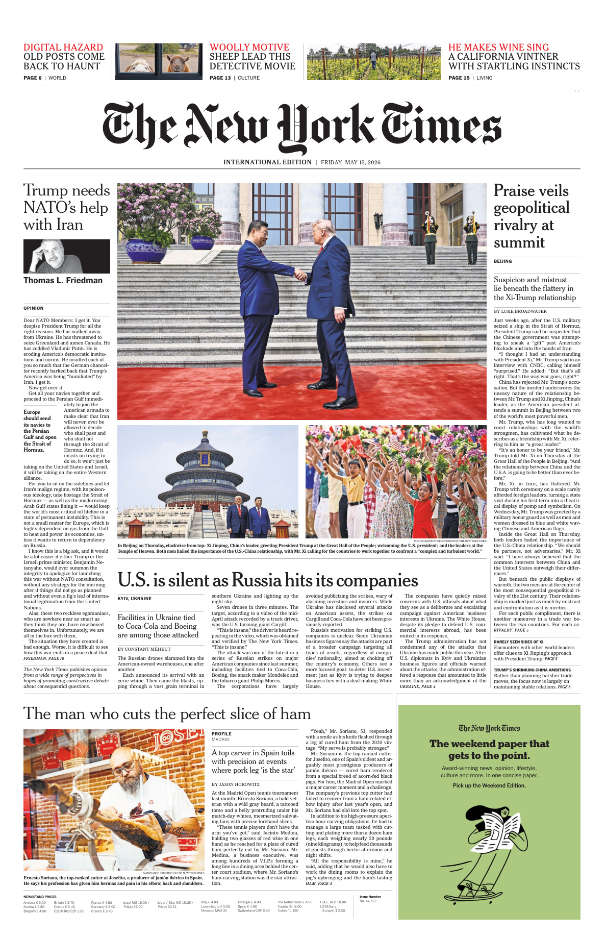 The New York Times International 15 May 2026 The New York Times International Kitap Kapağı