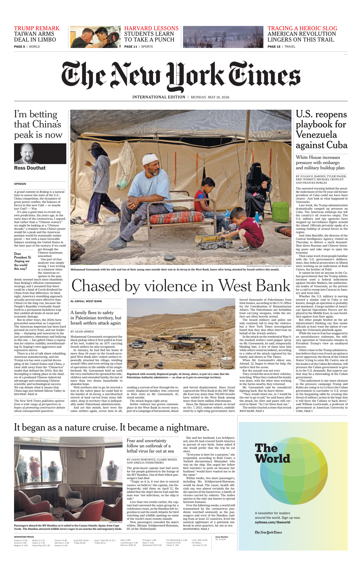 The New York Times International 18 May 2026 The New York Times International Kitap Kapağı
