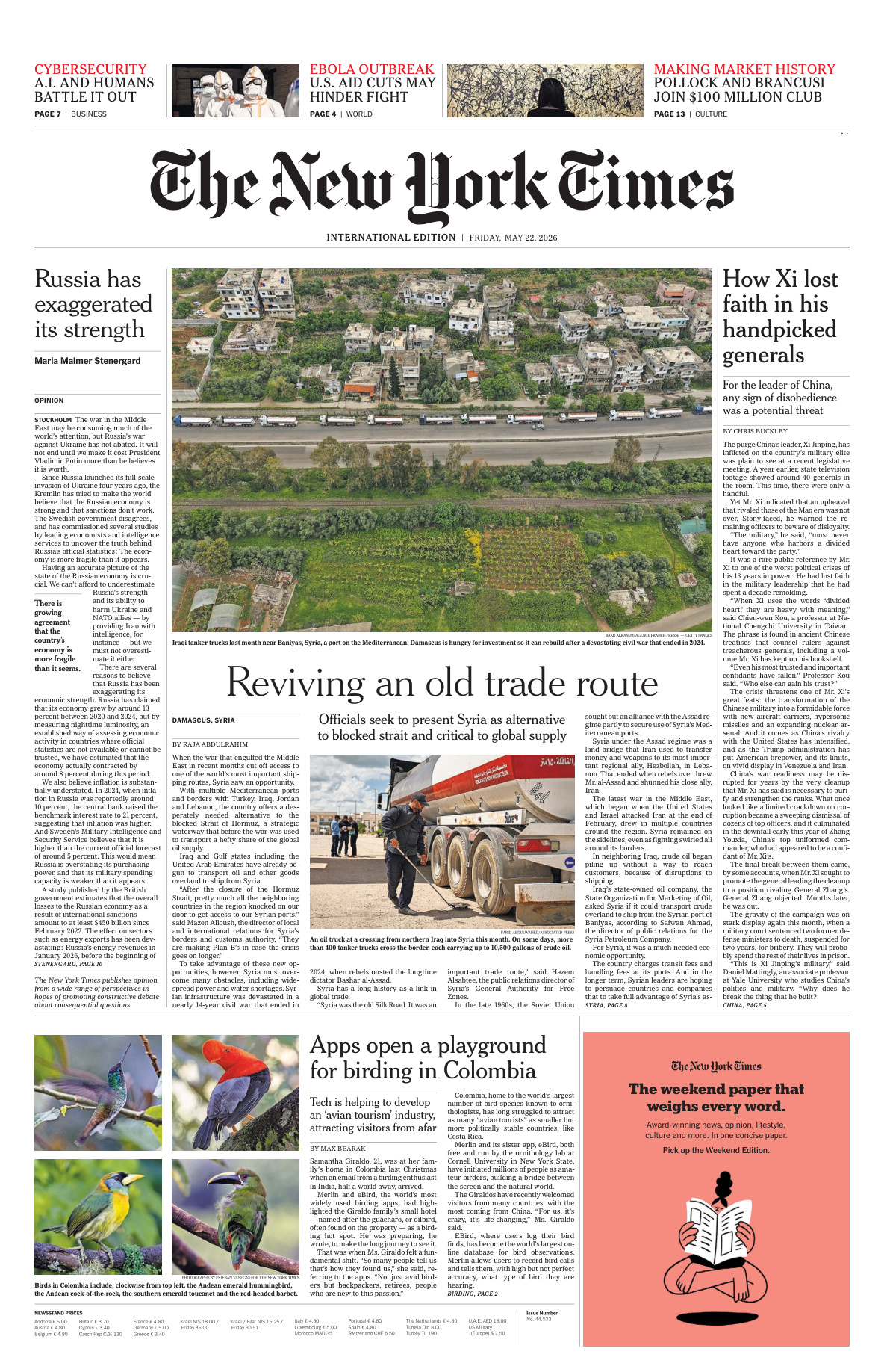 The New York Times International 22 May 2026 The New York Times International Kitap Kapağı