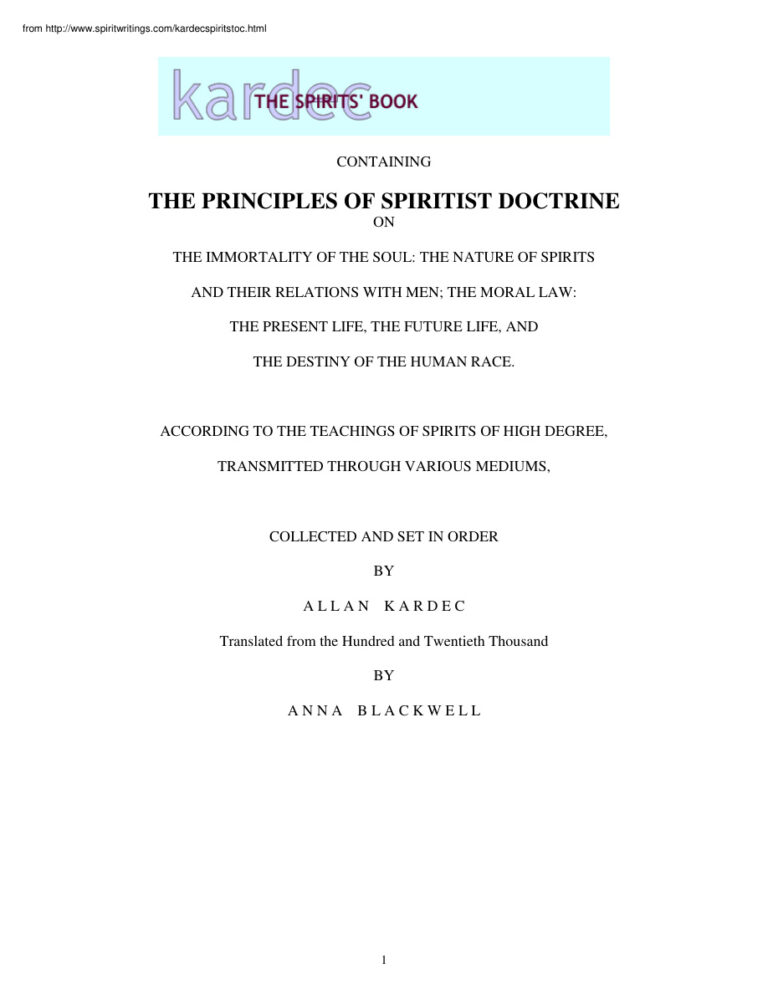 The Spirits Book Alan Kardec Kitap Kapağı
