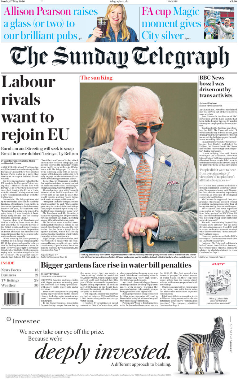 The Sunday Telegraph May 17 2026 The Sunday Telegraph Kitap Kapağı