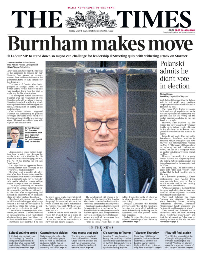 The Times May 15 2026 The Times Kitap Kapağı