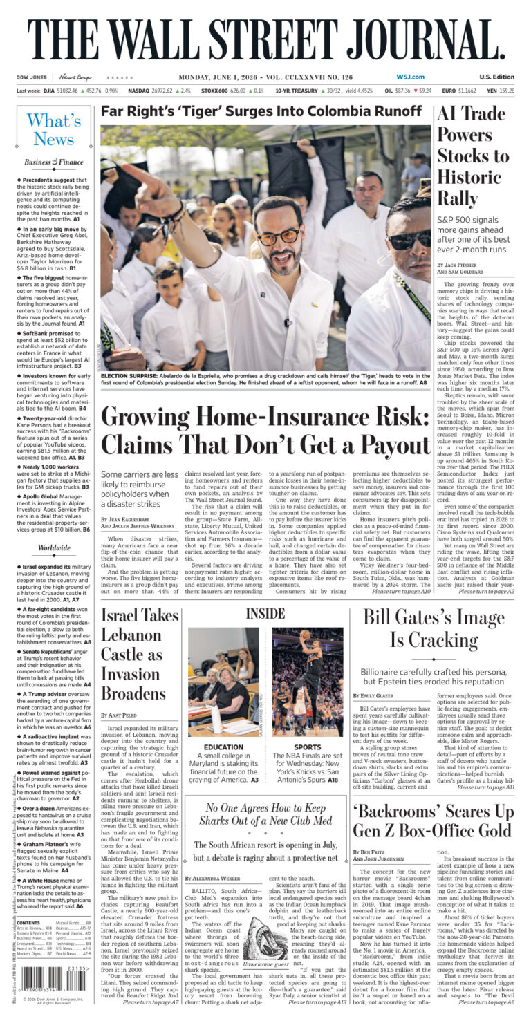 The Wall Street Journal June 01 2026 The Wall Street Journal Kitap Kapağı
