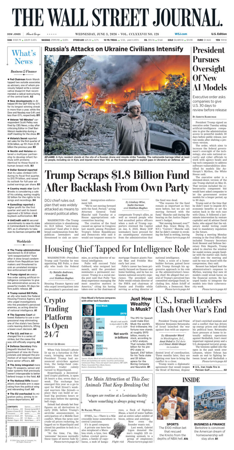 The Wall Street Journal June 03 2026 The Wall Street Journal Kitap Kapağı