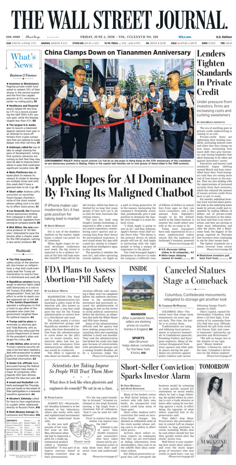 The Wall Street Journal June 05 2026 The Wall Street Journal Kitap Kapağı