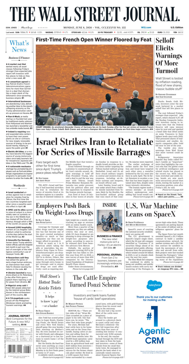 The Wall Street Journal June 08 2026 The Wall Street Journal Kitap Kapağı
