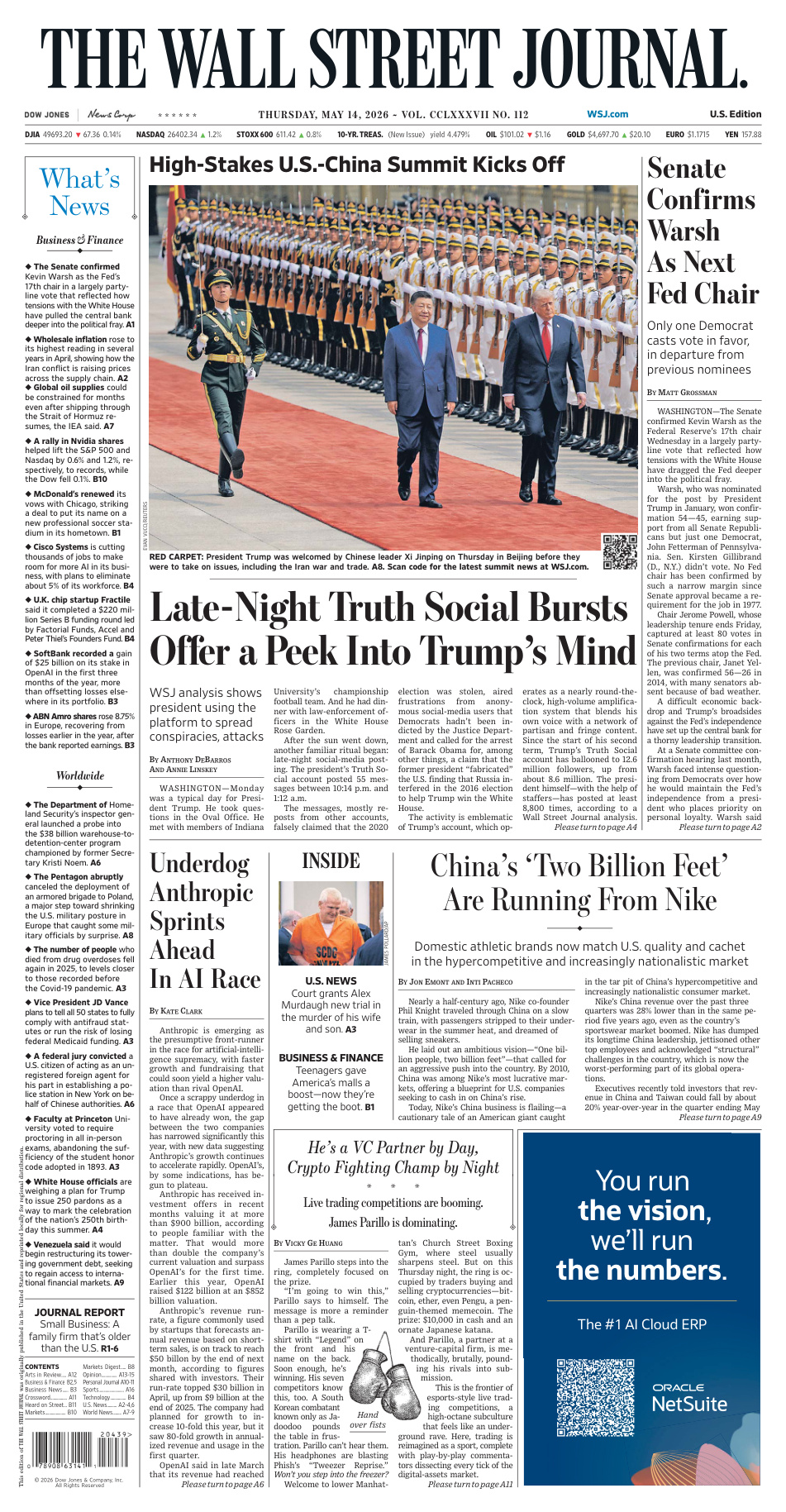 The Wall Street Journal May 14 2026 The Wall Street Journal Kitap Kapağı