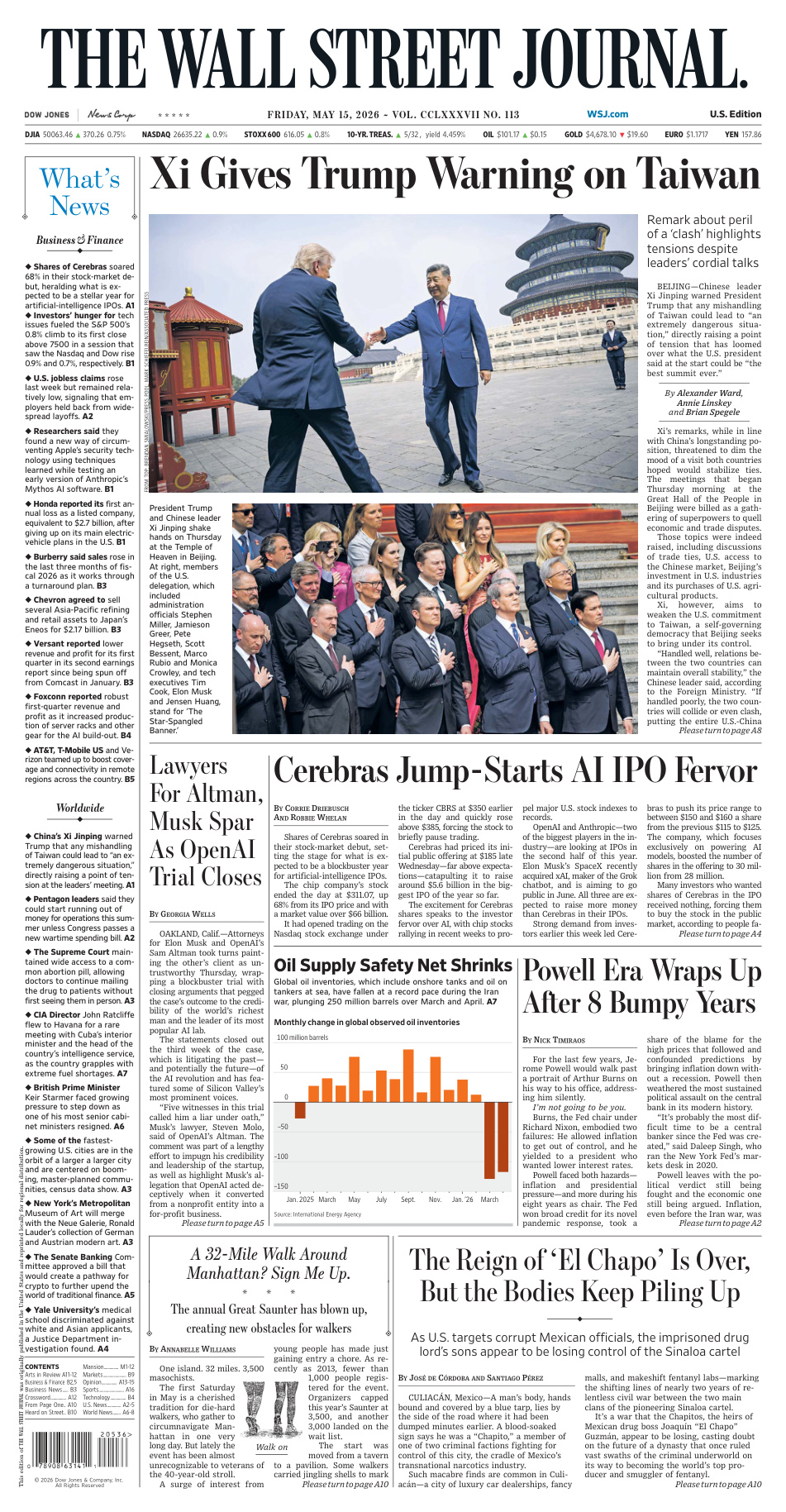 The Wall Street Journal May 15 2026 The Wall Street Journal Kitap Kapağı